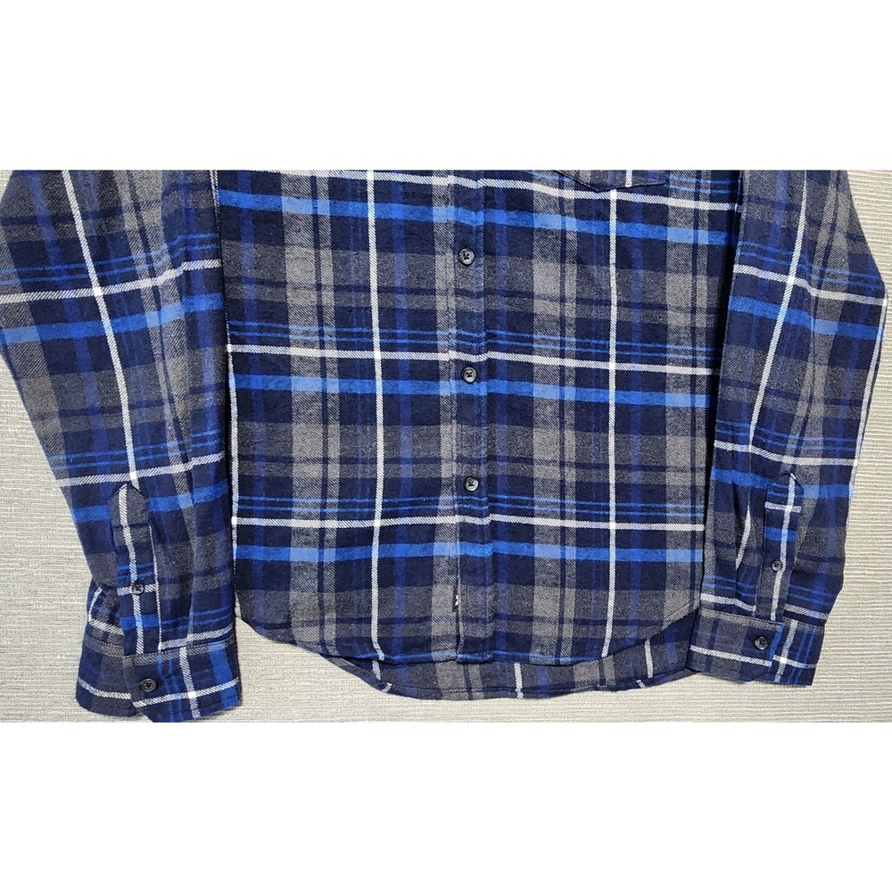 Eighth Avenue Men's Plaid Flannel Button Up Shirt Blue Gray XL - Picture 5 of 12